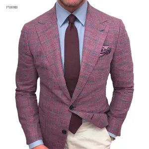 2025Mens Plaid Blazer Sports Coat CasualFit Checkered Blazer for Men Party Dating wedding suits