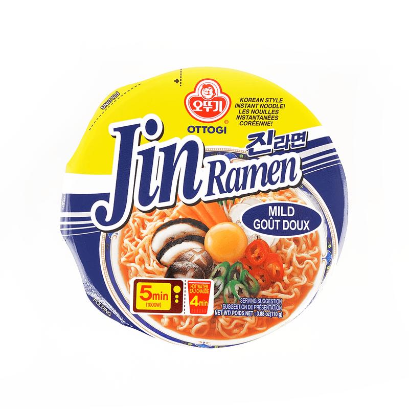 OTTOGI Jin Ramen Mild Bowl 110g - Authentic Korean Instant Noodles, BTS Jin Collaboration, Mild Spicy Flavor
