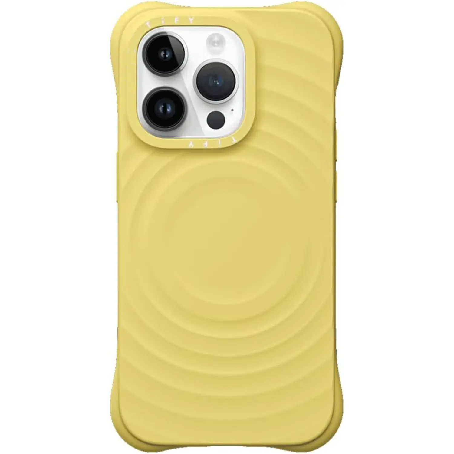 casetif Ripple Smartphone Cellphone Case - Silicone, Magsafe-Compatible, 6.5 ft 2X Military Grade Drop Protection, Buttercream Yellow, Wireless Button Accessories