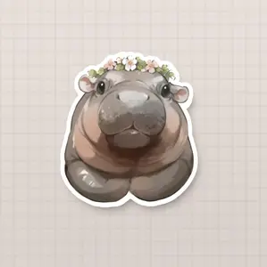 Stickers l Moo Deng l Meme Hippo l Pygmy Hippo l vinyl/paper