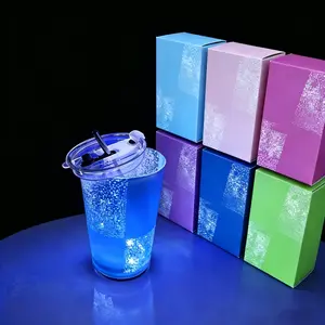 14oz Customizable Color Luminous LED Cup Free Straw Lid Easy Cleaning for Bar Party Events