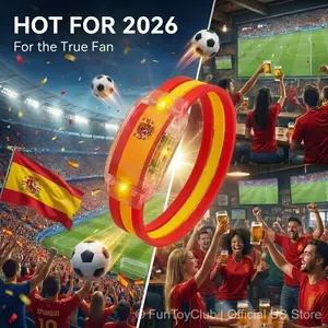 Spain Flag LED Wristband Must-Have Fan Cheering Gear Glowing White Light Panel Red Yellow Silicone Band Spanish Pride Heritage Accessory Night Gameday Stadium Atmosphere Side Switch Ultimate Supporter Gift International Sports Event 2026 Gear