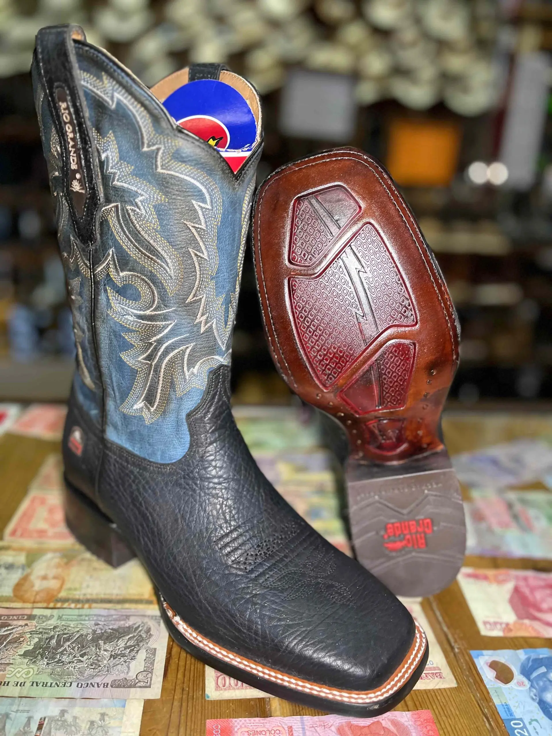 RIO GRANDE | WESTERN BOOTS | SQUARE TOE | BULL SHOULDER | BLACK MATTE