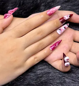 Halloween Horror Press On Nails: Bloody Eyeball, Tooth & Guts Design - Glossy Y2K Chrome Retro Style for Quick Changes & Special Occasions