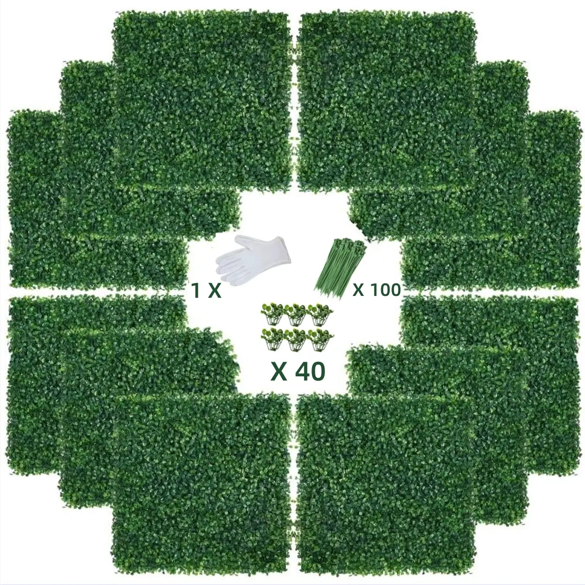 12 PCS UV-Protected Artificial Boxwood Hedge Panels (24"x16", 2" Thick) - Firm Interlock Fit Privacy Screen, Photorealism Grass Decor for Living Room Wall, Balcony (Indoor-Outdoor Home Improvement Use)