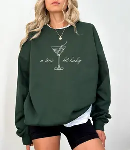 St Paddys Day Sweatshirt, A tini bit lucky tshirt, St Patricks day Martini Crewneck, Funny St paddy day Sweatshirt, Irish Sweatshirt
