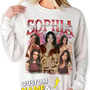 Mit & Mi Custom Bootleg Rap Tee Custom Sweatshirts for Women Custom Crewneck Shirts for Boyfriend Girlfriend Face Shirt
