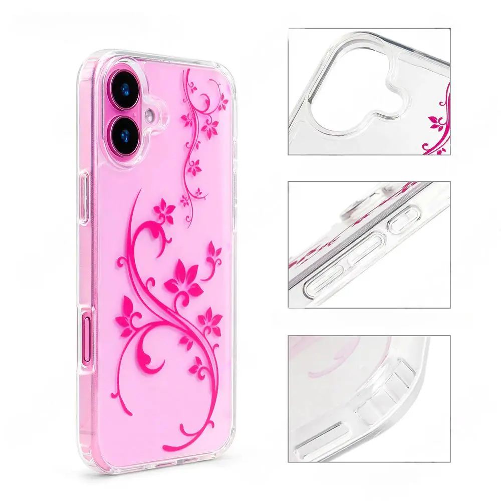 Y2K Brown La Fleur Floral Smartphone Case, Cute Clear Cellphone Cover, Trendy Phone Accessories, Unique Flower Design Tech Gift for Her, Casing tiktokshopbacktoschool,back to school,back to school haul