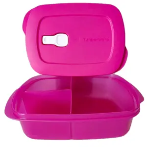 Microflash  1L Microwave Pink Container w divider - Durable, Easy to Clean, High-Temperature Resistant, Ideal for Meal Prep and Leftovers