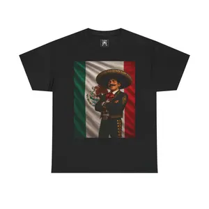 Charro Mariachi with Mexican Flag Tee | Mexico Pride, Sombrero Ranchero