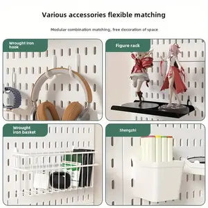 3-Piece Wall Storage Set with 30 Hooks & 6 Trays, Multifunctional Horizontal/vertical Shelves, Non-Slip Design, Space Saving Display Rack