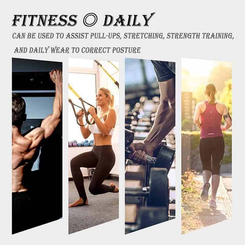 Fitness Heavy Shoulder Straps – Bench Press & Shoulder Training Assist Straps, Chest-Opening & Back-Straightening Support, Posture Corrector for Hunchback, and Fitness Training (Black,Large)