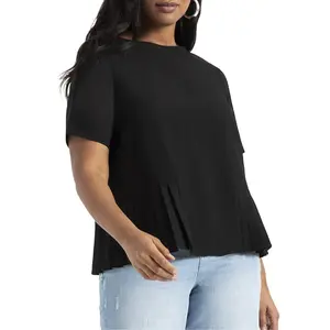 ELOQUII Women's Plus Size Pleated Hem Top