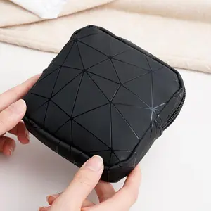 Period Pouch for Women, Waterproof PU Leather Feminine Hygiene Travel Organizer, Discreet Zipper Case for Pads & Tampons, Compact Portable Storage Bag for School, Office & Daily