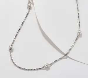 JAI Sterling Silver Station Baby Box Chain 16" Necklace, 8.0g
