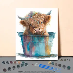 Cow Pattern DIY Painting By Numbers Kit, 1 Set DIY Paint Kit with Paints & Brushes, Wall Art Decor for Home Living Room Bedroom
