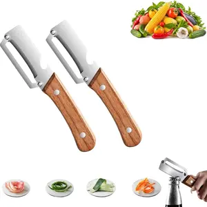 Wooden Peeler  Zero Snag Premium Vegetable Ultra-Sharp Stainless Steel Swivel Blade – Ergonomic Non-Slip Wood Handle for Potatoes, Apples, Carrots & Hard Squash