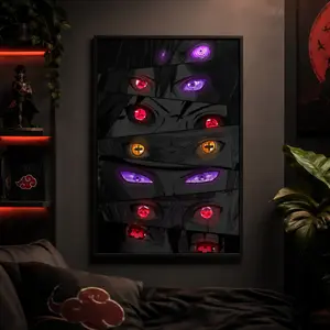 Premium Wrapped Fabric Mural - Naruto, Sasuke, Itachi, Madara, Pain 6 Path Power Poster for Gaming Room Home Decor