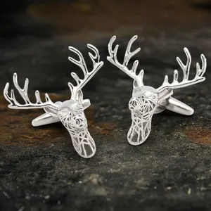 GTHIC Christmas Reindeer Bullet Back Brass Cufflinks Fashionable Versatile Accessories Daily Wear