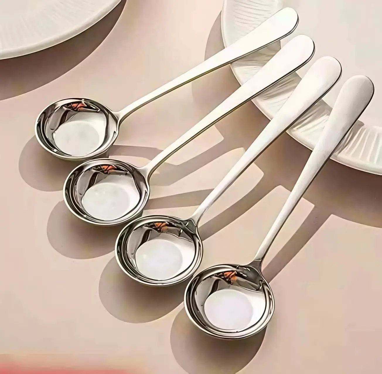 Food-Grade Thickened Stainless Steel Round Spoon, Household Soup Spoon & Dining Spoon