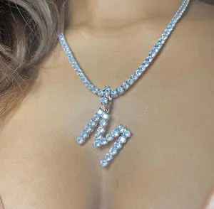 Tennis Necklace with Initial