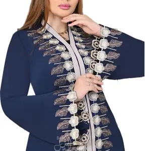 Egytian Abaya with Floral Embroidery and Gold Accents - Fashionable Women's Wear