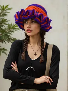 Handmade Crochet Bucket Hat for Women, Fall Winter Warm Knit Cap, Casual Fashion Accessory, Daily Use, Stylish Beanie for Ladies
