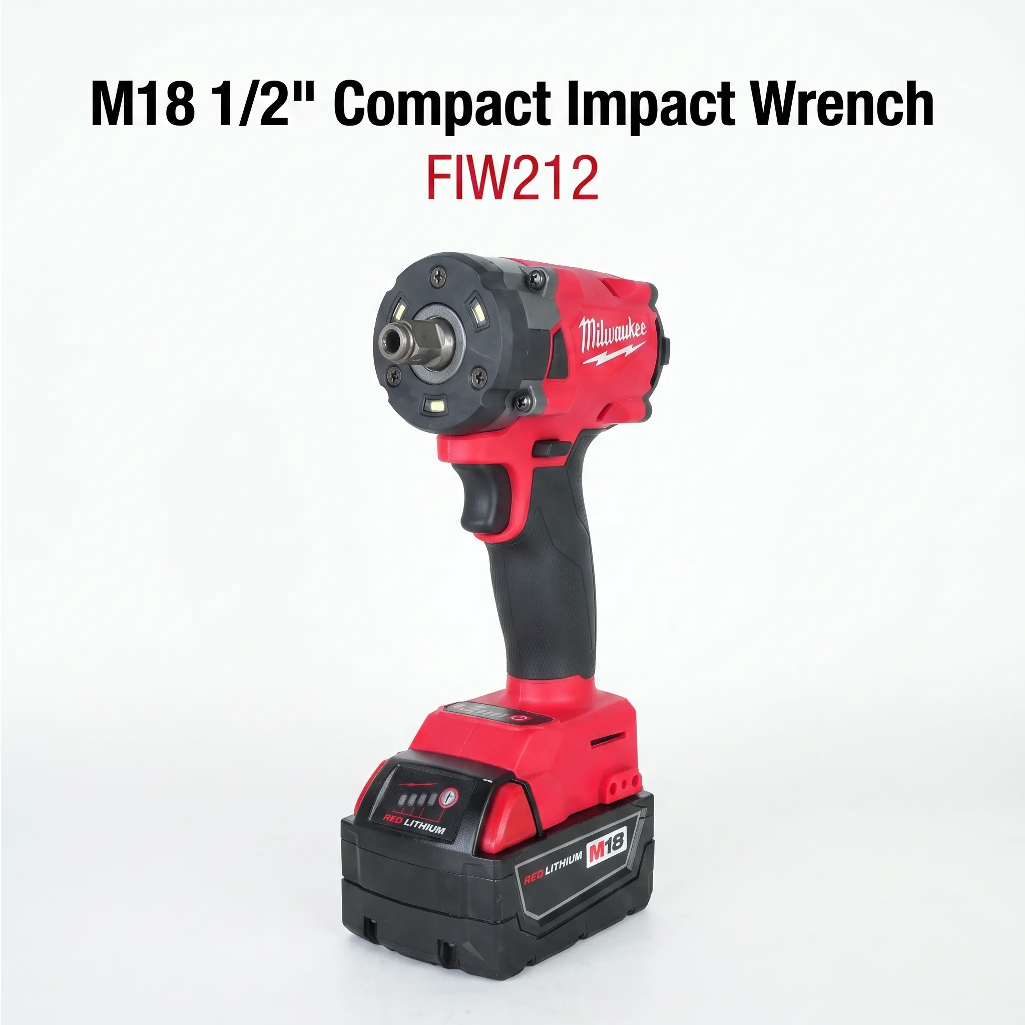 Milwaukee FIW212 brushless Impact Wrench - 300 Nm Torque, Friction Ring & Through Hole Anvil, 4 Adjustable Speeds Up to 3500 IPM, 12.7cm Compact Length for Trailer Hitch, Deck Building tool kit lug nut remover drive equipment maintenance repair rpm