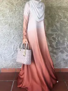 Women's Gradient Color Elegant Abaya Long Dress, Loose Comfortable Muslim Long Sleeve Dress, All Seasons Fashion, Loose Abayas, Islamic Clothing