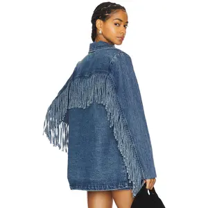 Show Me Your Mumu Sierra Fringe Jacket in Blue Indigo