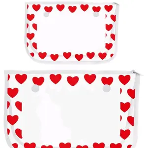 2-Pack Clear Zipper Pouch Bag Insert for Bogg Bags - Stylish fun toiletry bag with Hearts, Pineapples, or Crabs Design, Compatible with Rubber Tote Bags for Beach & Travel Organization Pocket attachment