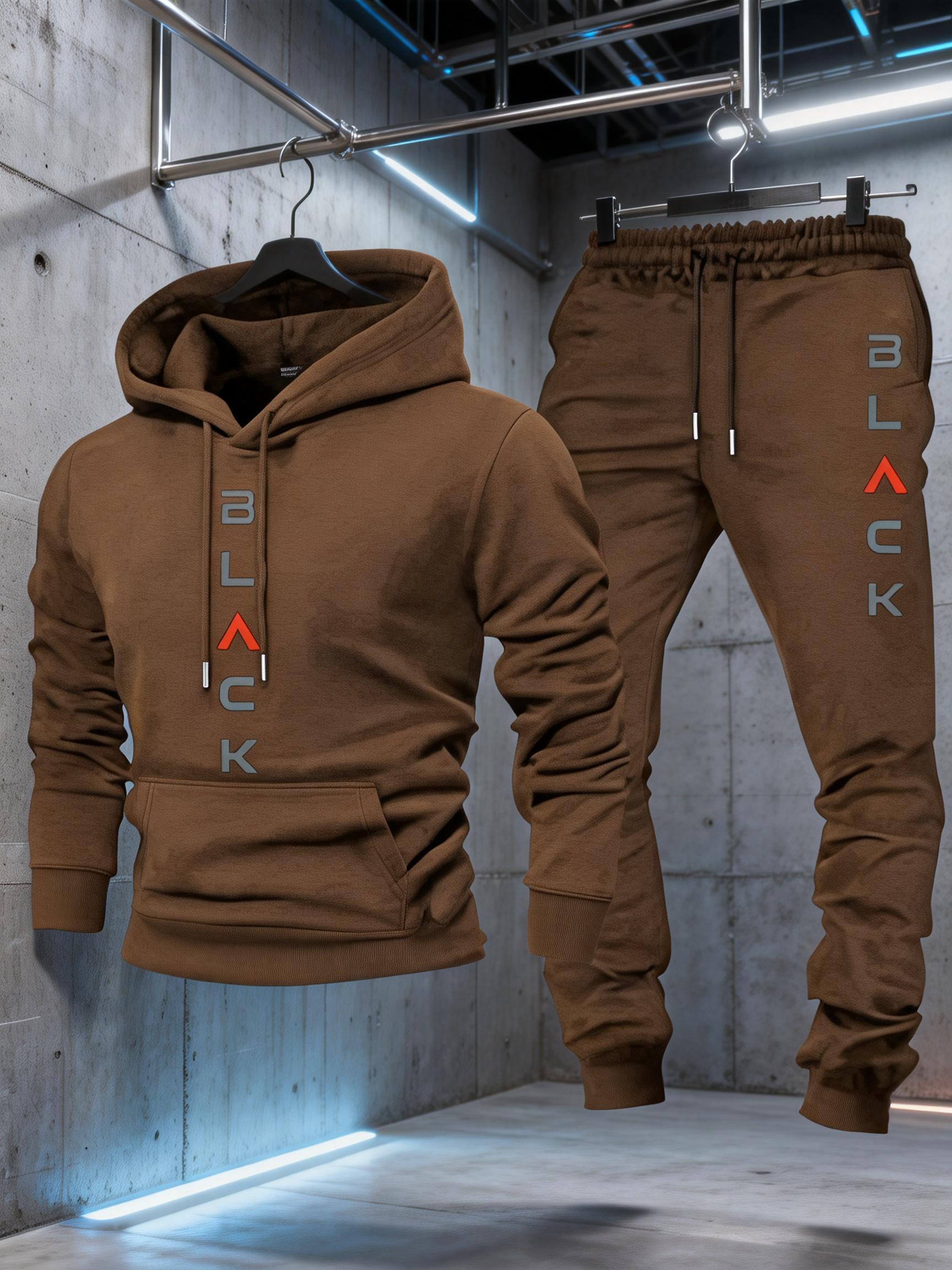 2026 new men's two-piece hoodie set with letter print, casual sports jogger pants, suitable for spring, autumn, and winter, made from soft and comfortable fabric, ideal for everyday casual wear