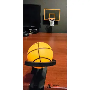 Tabletop Basketball Hoop with Ball Launcher and Ping-Pong Balls for Office Fun