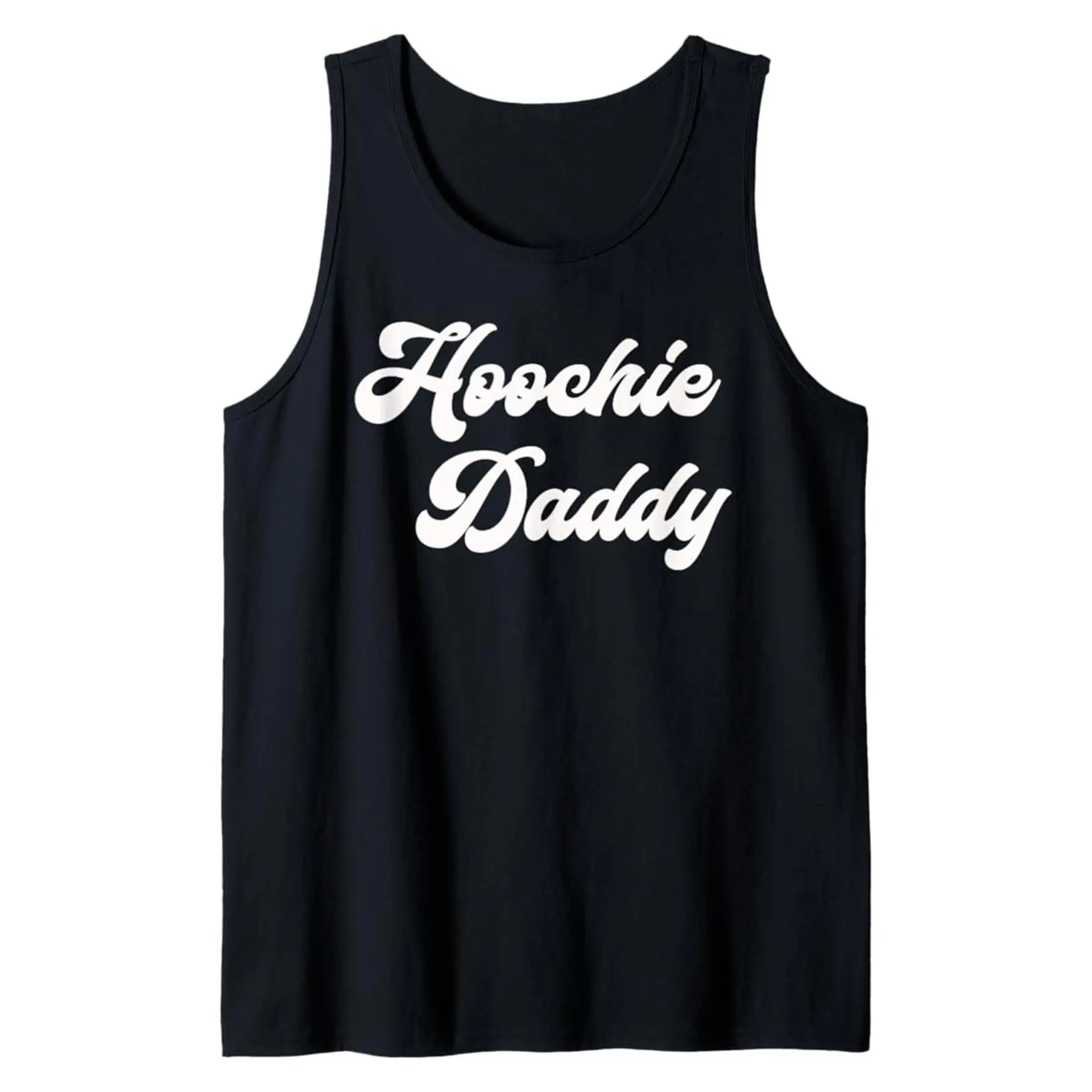 Men's Pure Cotton Sleeveless Casual Sports Tops - "HOOCHIE DADDY" Black with Bold White Graphic Print, Round Neck, Machine Washable, Sporty Fitness Gym Workout Vest for All Seasons, Sporty Sports Tops
