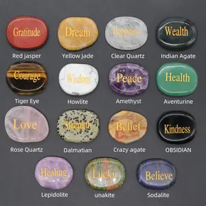 10pcs Random Natural Crystal Pocket Stone Inspirational Stones Word Stone