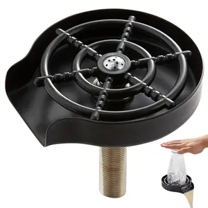 VEVOR Glass Rinser,  10 Powerful Spraying Jets 360° Rotating Cup Rinser for Sink, 304 Stainless Steel Faucet Cup Washer with ABS Cup Holder for Baby Bottle, Glass Cup, Wine Glass (Matte Black Base)