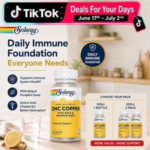 Solaray Zinc Copper VegCaps — 50mg Zinc + Copper + Iodine — Daily Immune Stack