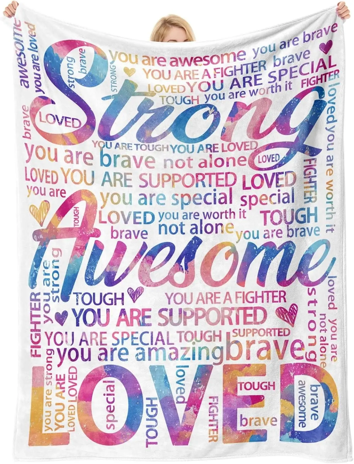 Vibrant Blanket for Women Men - Super Soft Hug Throw for Boys & Girls, Inspirational Get Well Gift After Surgery or Illness, Cancer Care Gifts for Women, Recovery & Healing Blanket 50"x60"