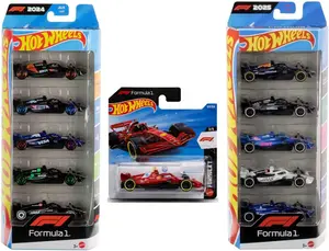 Hot Wheels F1 Die-Cast Cars, Bundle of F1 2024 & 2025 Teams 5 Packs and Scuderia Ferrari HP Short Card, Ages 3+