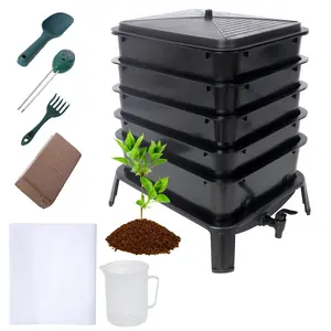 Donext 3/4/5-Layer Worm Compost Bin 50L Eco-Friendly Vermicomposting System with Lid & Accessories for Efficient Food Waste Recycling