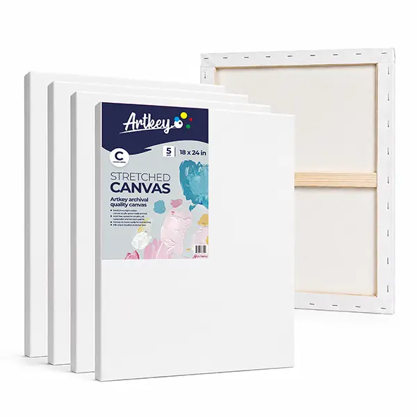 Stretched Canvases for Painting 18x24 Inch 5-Pack, 10 oz Triple Primed Acid-Free 100% Cotton Blank Canvas, Rectangular Canvas for Oil Paint Acrylics Pouring & Wet Art Media, Pour Painting
