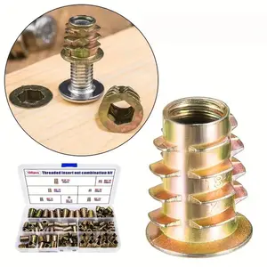 130/70PCS Threaded Inserts Nut Tool Kit for Wooden Furniture, Durable Zinc Alloy Fasteners, Hex Nuts, Hexagon Socket Screws Included