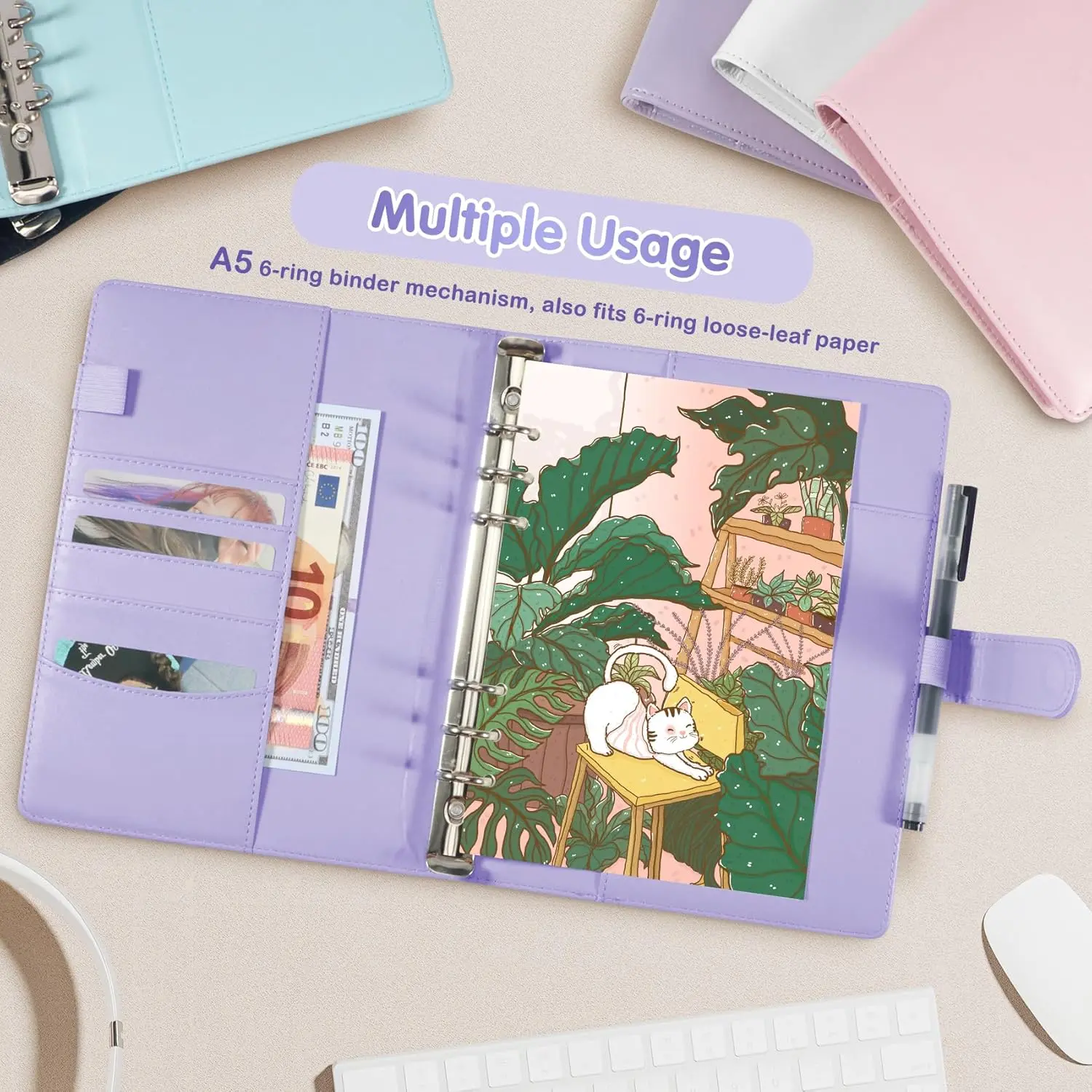 A5 Kpop Photocard Binder with 30 Pack 4-Pocket Card Pages, 6 Ring A5 Binder  Card