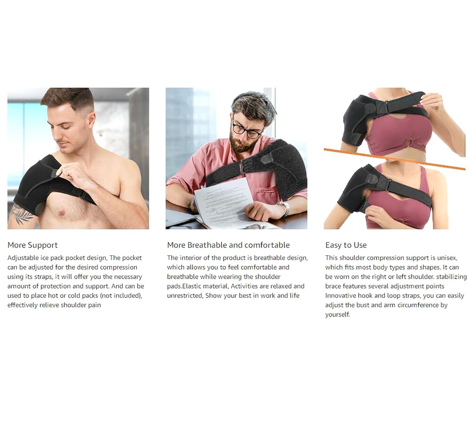 Shoulder Support Brace with Pressure Pad for Men Women, Adjustable Shoulder Brace for Torn Rotator Cuff, Tendonitis, Dislocation, AC Joint, Bursitis, Labrum Tear, Pain, Fits Right or Left Shoulder ,shoulder training strap