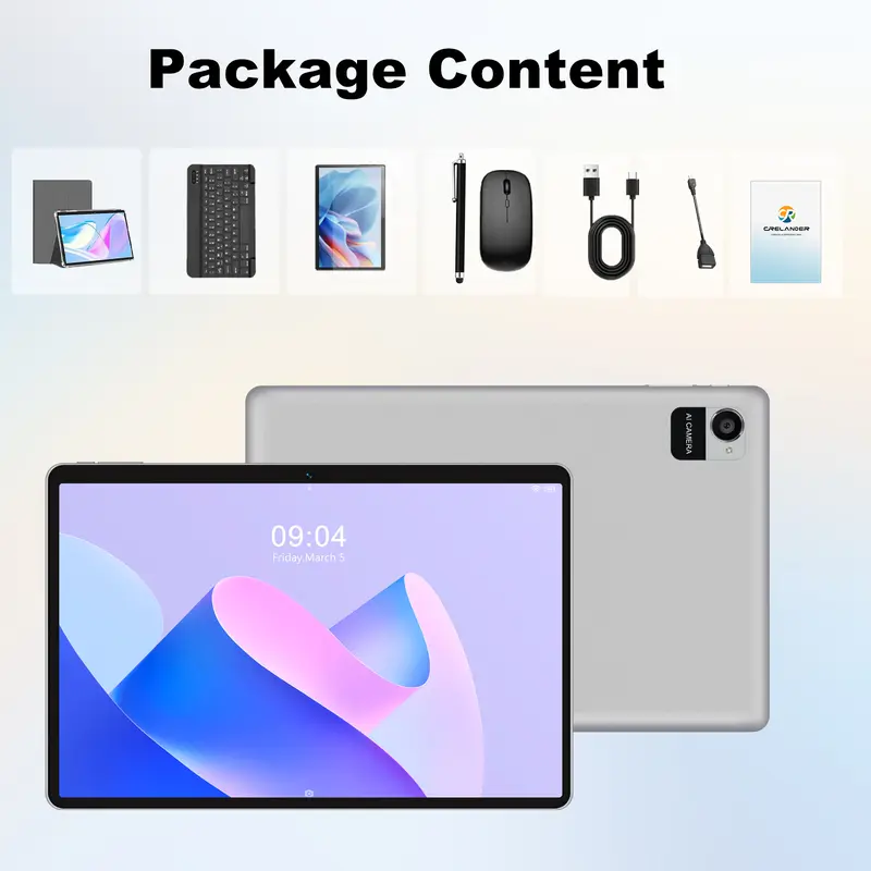 Crelander W30 10.1 Inch Android 15 Tablet PC 12GB+128GB 13MP