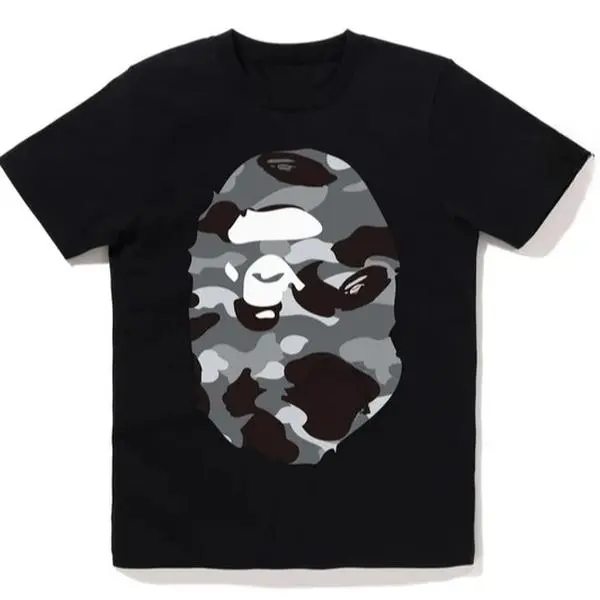 SPECIAL 2026/27 Grey Ape Camo Tee Short Sleeve Crew Neck Casual Summer T-Shirt with Iconic Ape Head Design and Plaid Pattern