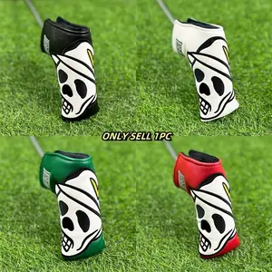 1pc Golf Club Head Cover, Skull Embroidery Waterproof Durable Protective Cover, Available in Various Colors, Essential Golf Accessories, Golf Equipment, Halloween