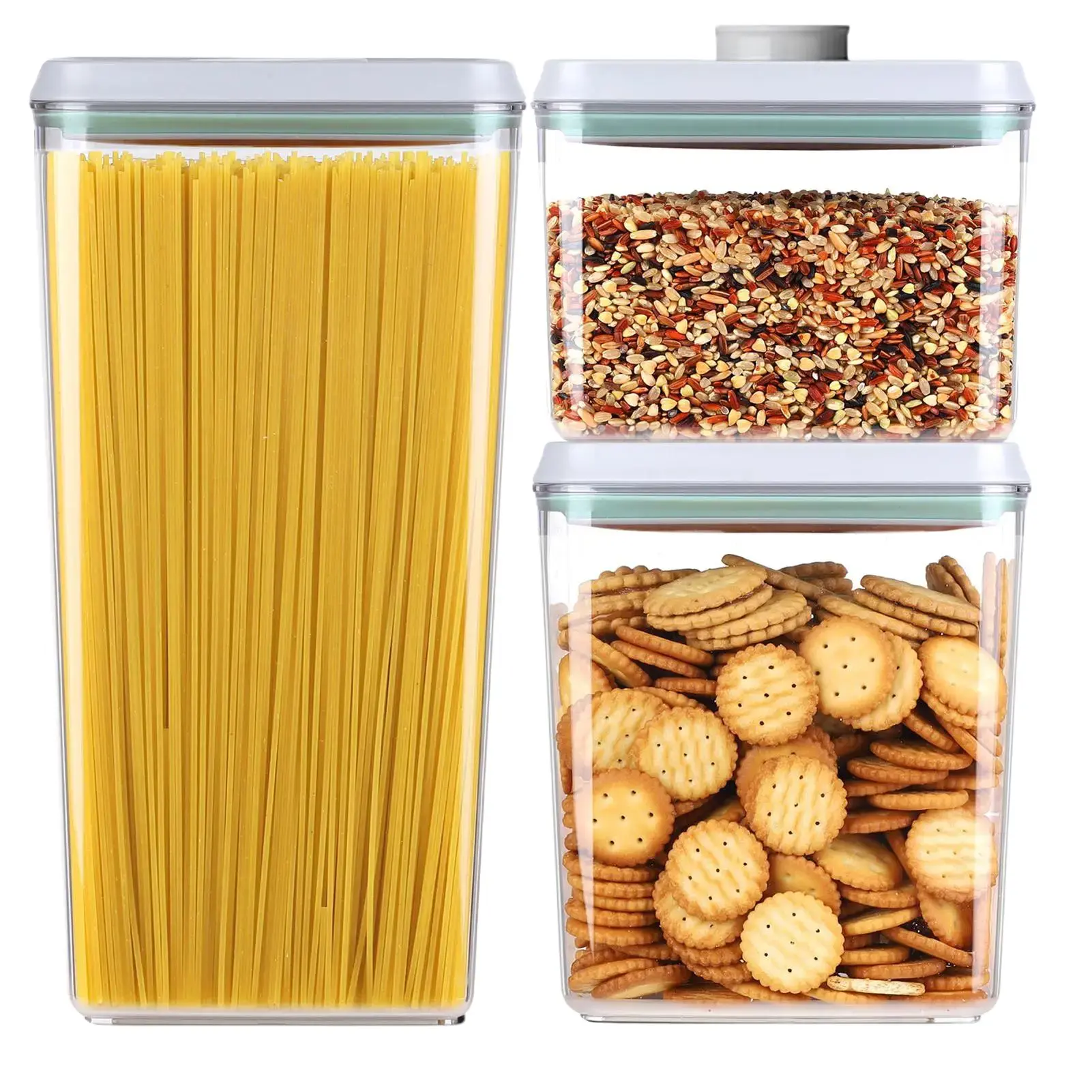 Pop Container Set, 3 Pcs Airtight Food Storage Containers with Lids for Kitchen Pantry Organization and Storage, 3.4Qt, 2.1Qt, 1.2Qt