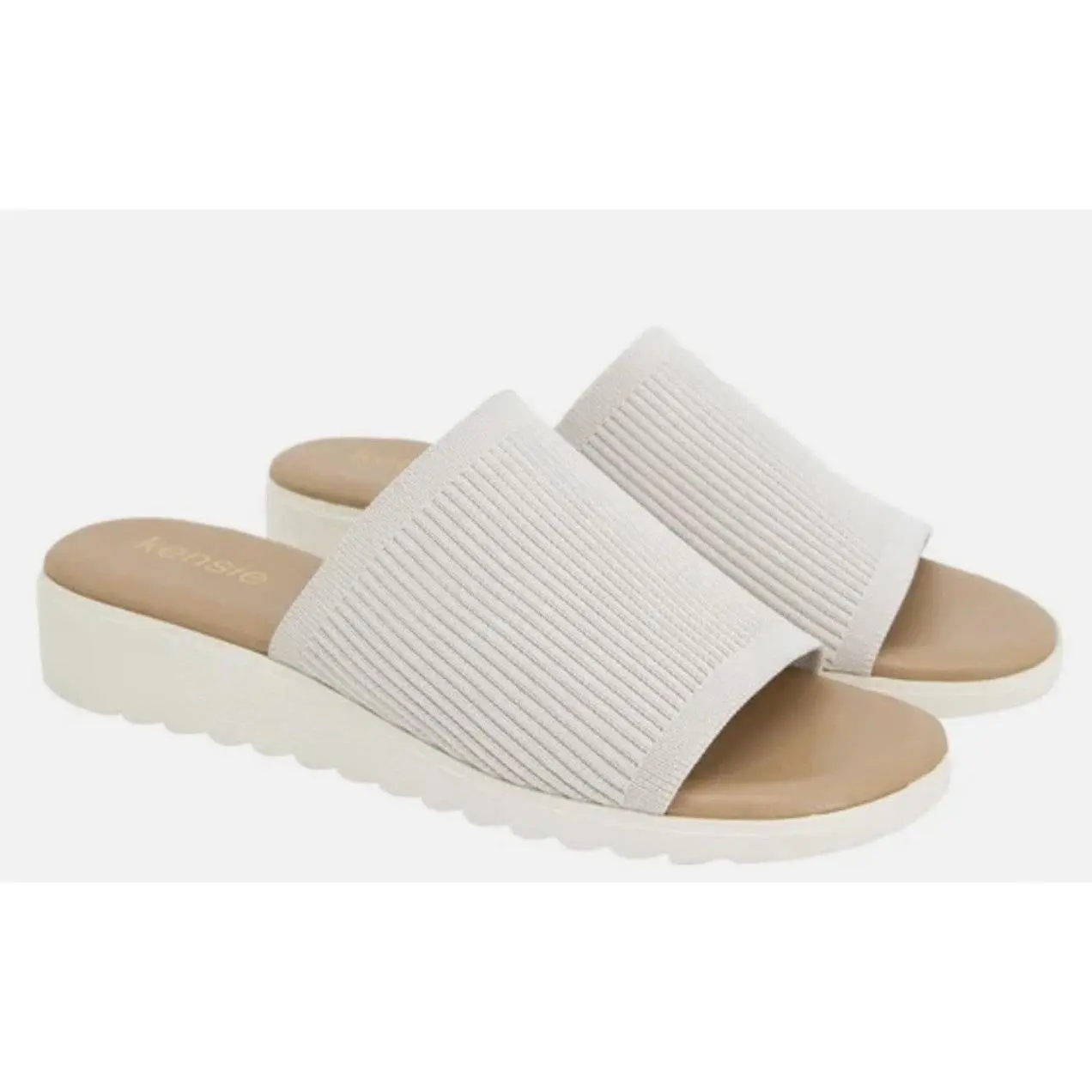 Kensie Women's Size 8, Knit Slip On Sandals, Beige, New (NO BOX)