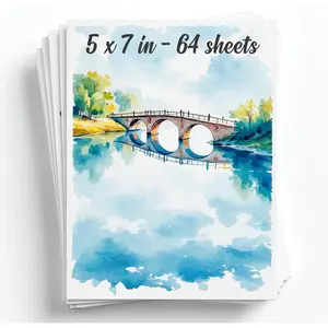 64 Sheets Watercolor Paper Pad 5"x7" 140lb/300gsm 100% Cotton Pulp Art Supplies for Kids & Adults for Painting Artist Sketch Easel Loose Drawing